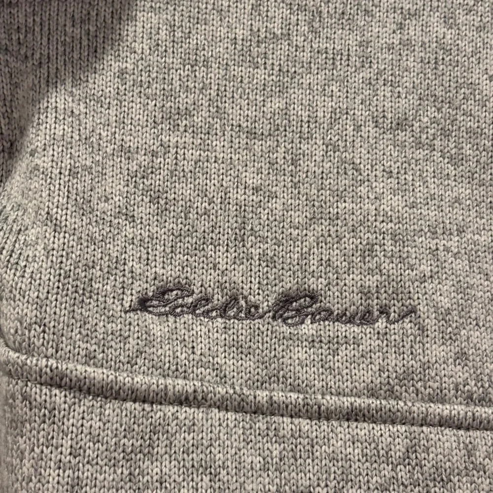 Eddie Bauer Mens Gray Quarter Snap Mock Neck Knit Pullover Sweater Size Medium